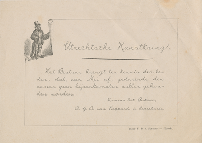 712289 Sluitzegel van het Schilder- en Teekenkundig Genootschap “Kunstliefde”, Gebouw voor Kunsten en Wetenschappen te ...